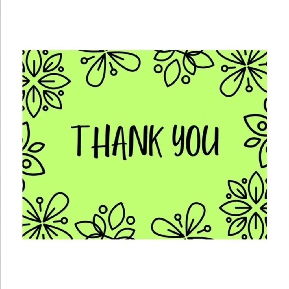 Set of 10 Lime Thank You Postcards